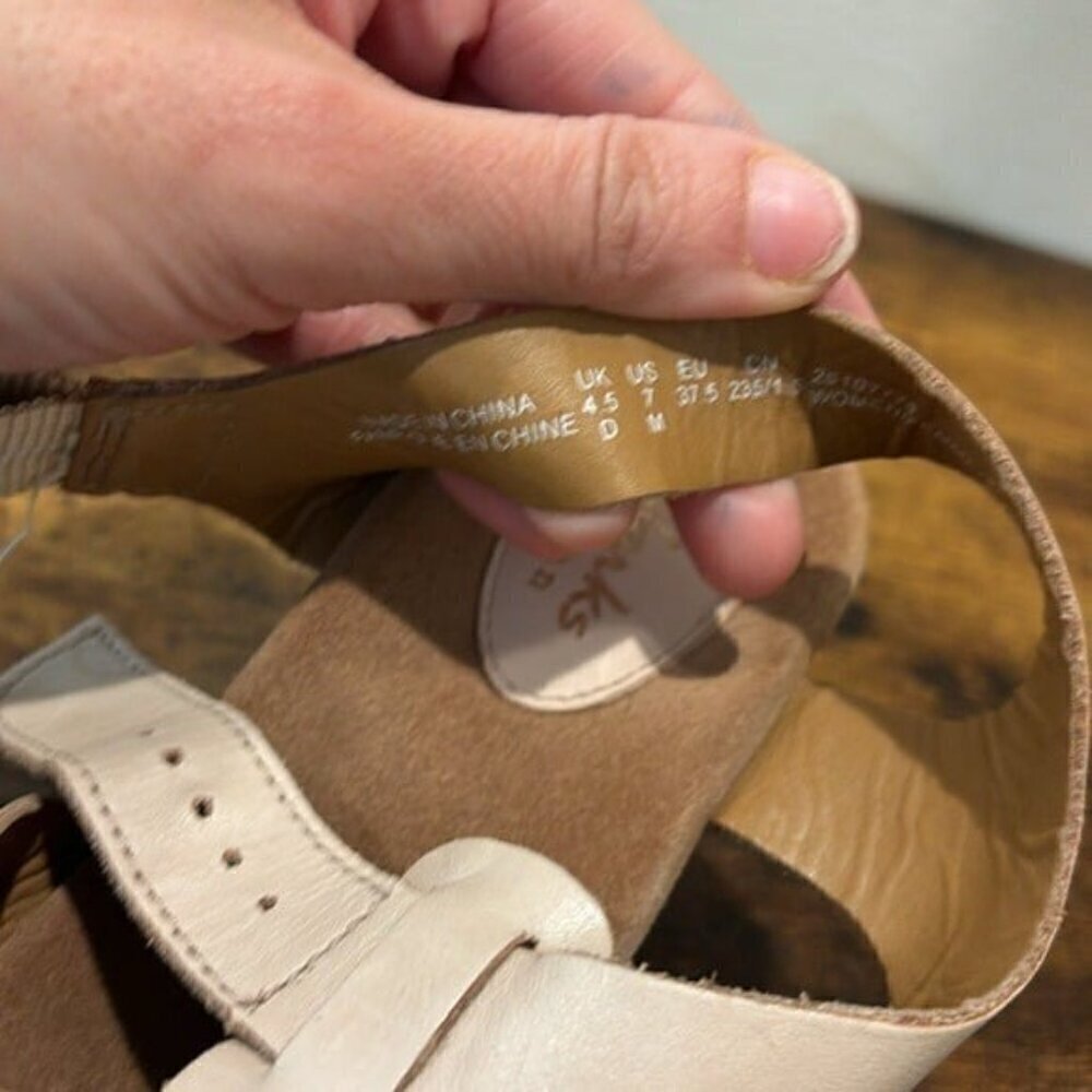 Clarks taupe wedge leather sandal size 7 - Picture 4 of 7